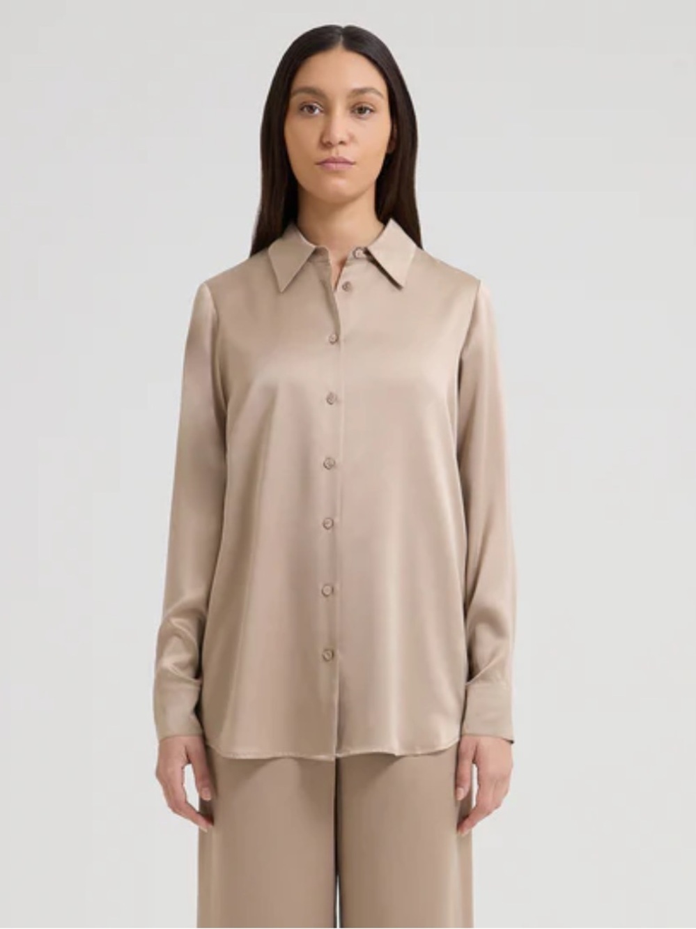NWOT Dissh 100% Silk Button Down Blouse Champagne Size 10 Viral